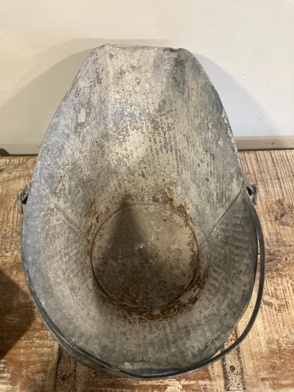 Vintage Galvanized Metal Coal Scuttle Bucket and Shovel Scoop Set Distressed